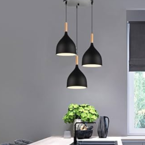 Black Minimalist Battery Operated Hanging Light with Remote